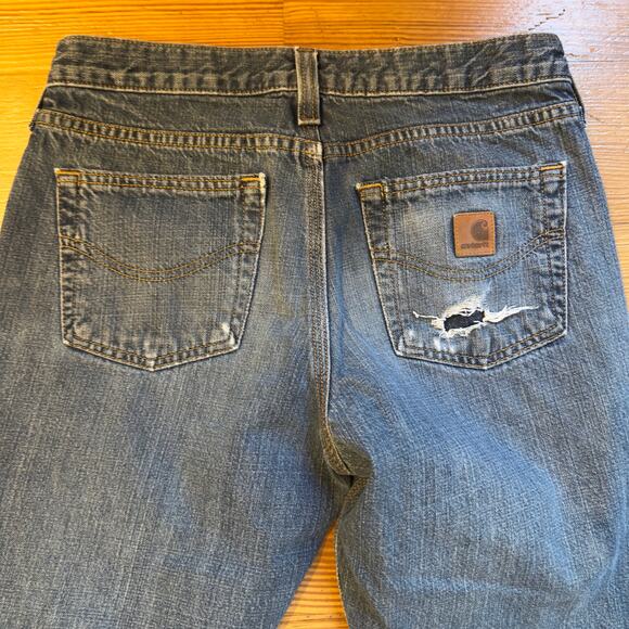 Carhartt medium wash distressed bootcut relaxed fit  jeans SIZE 30X30 - Picture 5 of 6